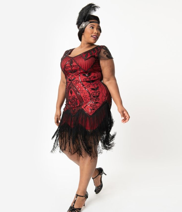 Backdate 1 S Plus Size Flapper Dresses, Gatsby Dresses, Flapper Costumes