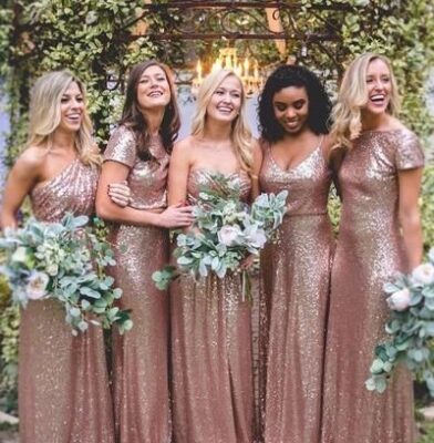 Dazzle In Diversity: Bridesmaid Dresses In The Same Material, But With Different Styles